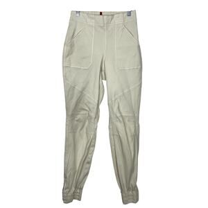 Spanx Ivory Cream Elastic Waist Mid Rise Pockets Fit Jogger Bottoms Pants Size S